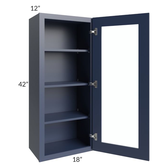 Bayville Blue 18x42 Wall Glass Door Cabinet