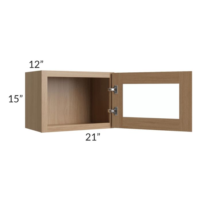 Asheville Rift Oak Shaker 21x15 Wall Glass Door Cabinet