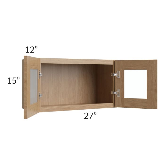 Township Rift Oak 27x15 Wall Glass Door Cabinet