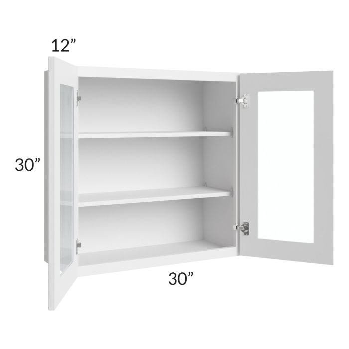 Bayville White 30x30 Wall Glass Door Cabinet