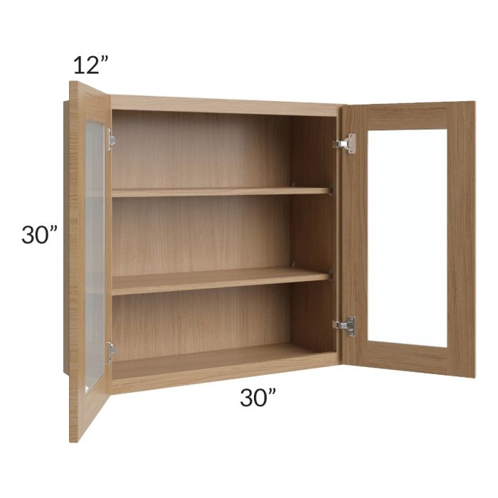 Township Rift Oak 30x30 Wall Glass Door Cabinet