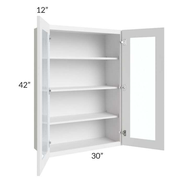 Bayville White 30x42 Wall Glass Door Cabinet