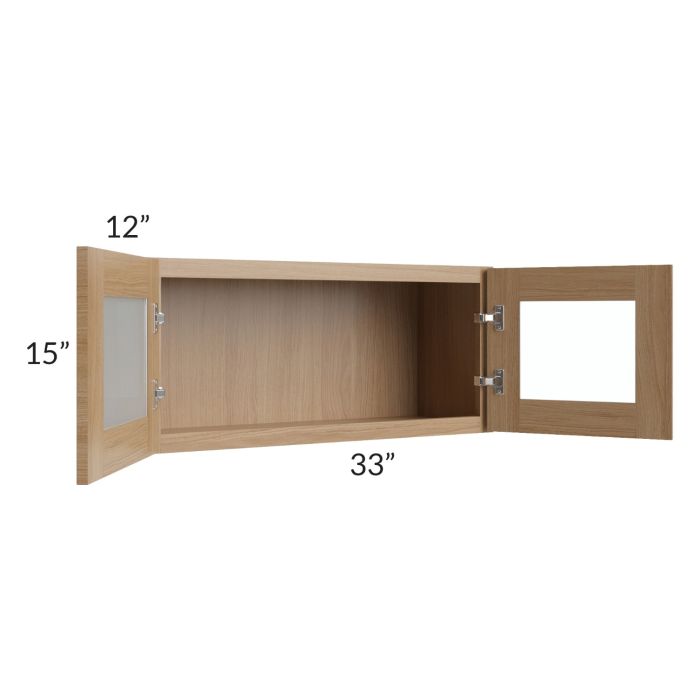 Asheville Rift Oak Shaker 33x15 Wall Glass Door Cabinet
