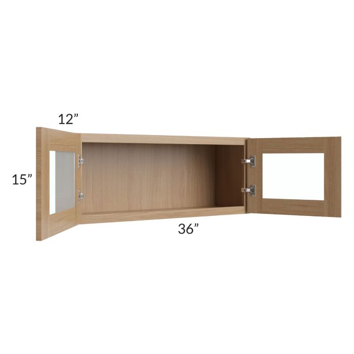Township Rift Oak 36x15 Wall Glass Door Cabinet