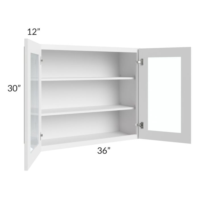 Bayville White 36x30 Wall Glass Door Cabinet
