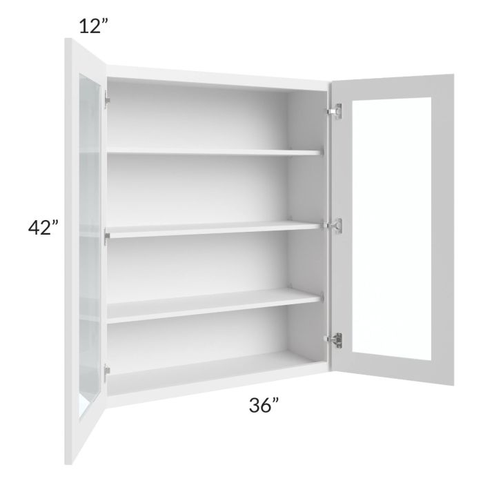Bayville White 36x42 Wall Glass Door Cabinet