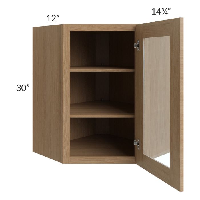 Asheville Rift Oak Shaker 24x30 Diagonal Corner Wall Glass Door Cabinet