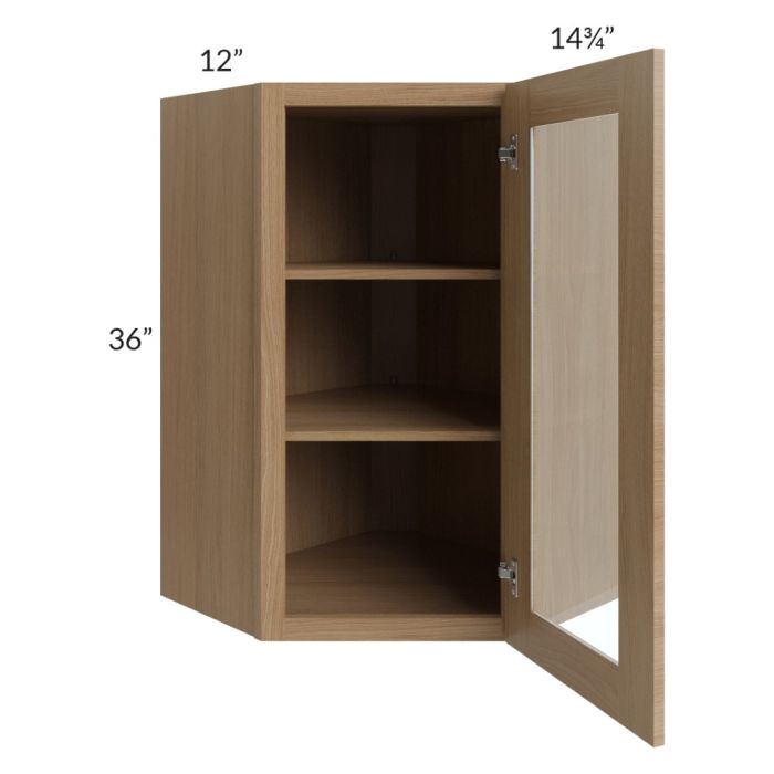 Township Rift Oak 24x36 Diagonal Corner Wall Glass Door Cabinet