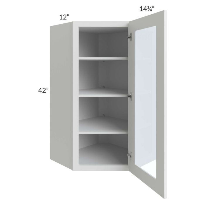 Bayville White 24x42 Diagonal Corner Wall Glass Door Cabinet