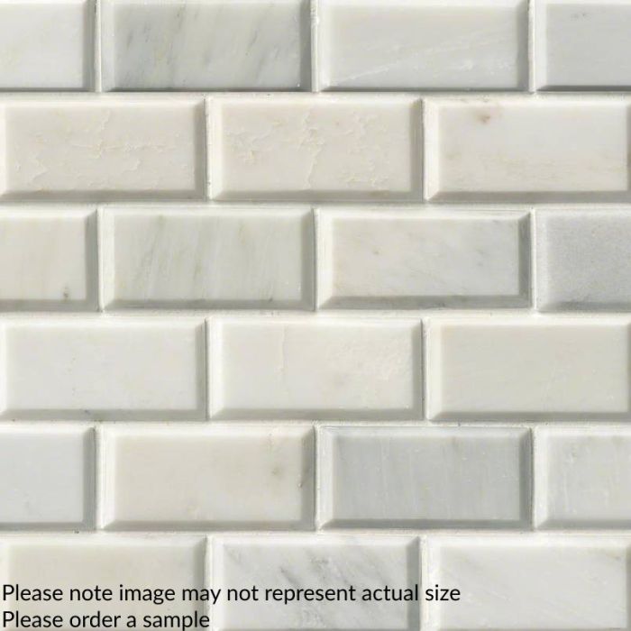 Greecian White Beveled 2" x 4" Subway Tile