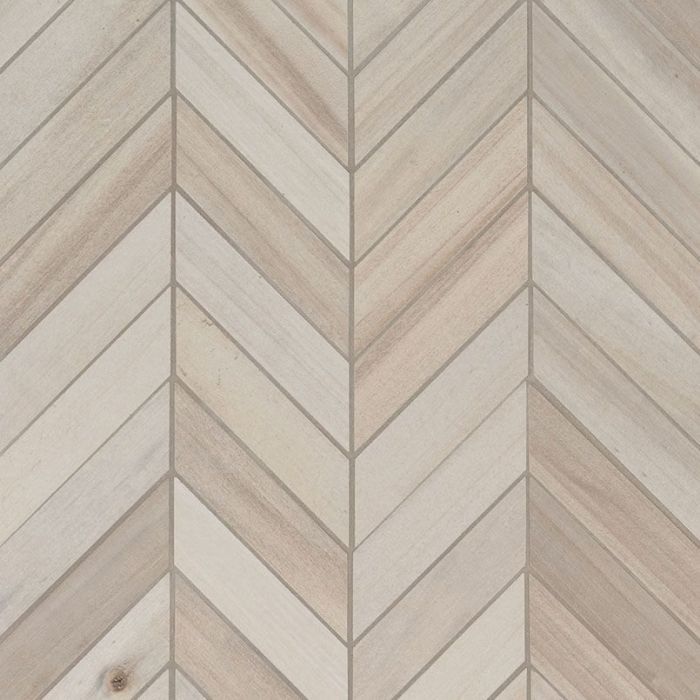 Havenwood Dove Chevron 12 x 15 Mosaic Wood Look Tile
