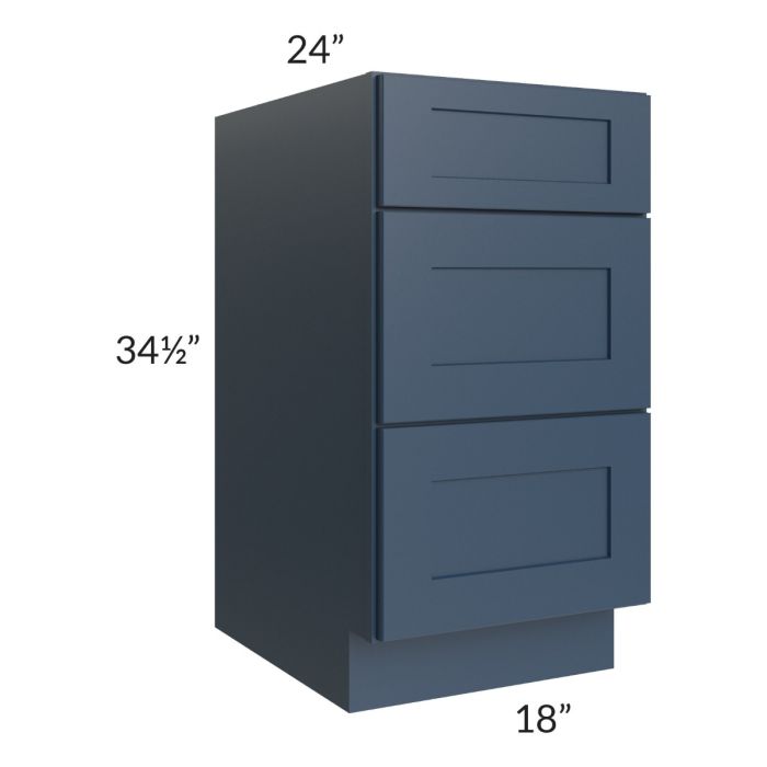 Madison Navy Shaker 18" 3-Drawer Base Cabinet
