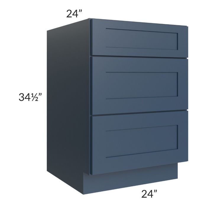 Madison Navy Shaker 24" 3-Drawer Base Cabinet