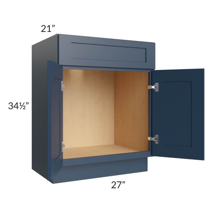 Madison Navy Shaker 27" Sink Vanity Base Cabinet