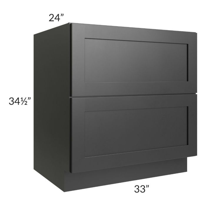 Onyx Black Shaker 24" 2-Drawer Base Cabinet