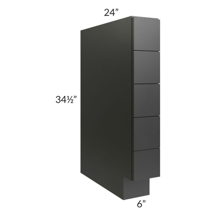 Onyx Black Shaker 6" Base Spice Drawer Cabinet