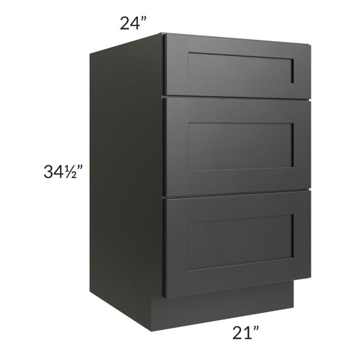 Onyx Black Shaker 24" 2-Drawer Base Cabinet