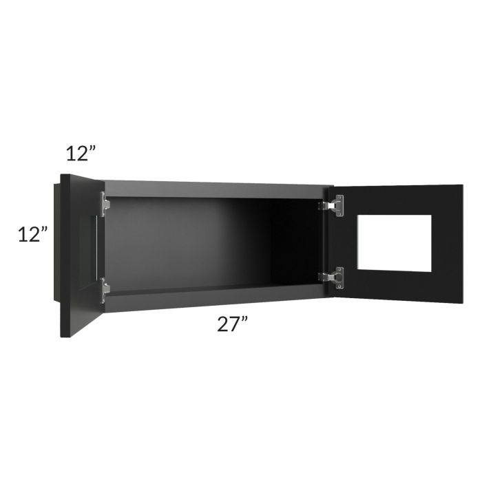 Onyx Black Shaker 27x12 Decorative Wall Cabinet with Plain Glass