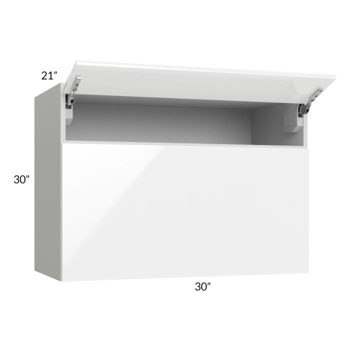 Milan White Gloss 30x30x21 Microwave Wall Cabinet