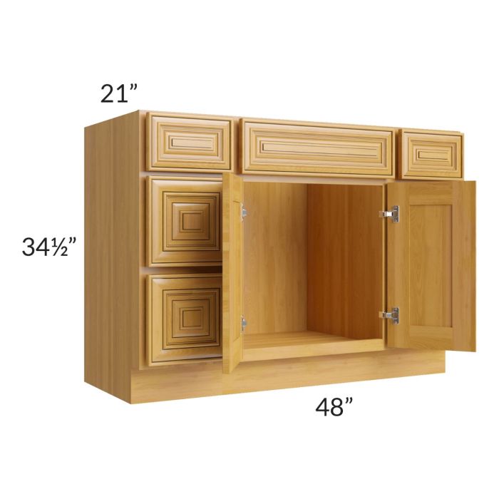 Glazed Praline 48" Vanity Sink Base Cabinet with Drawers