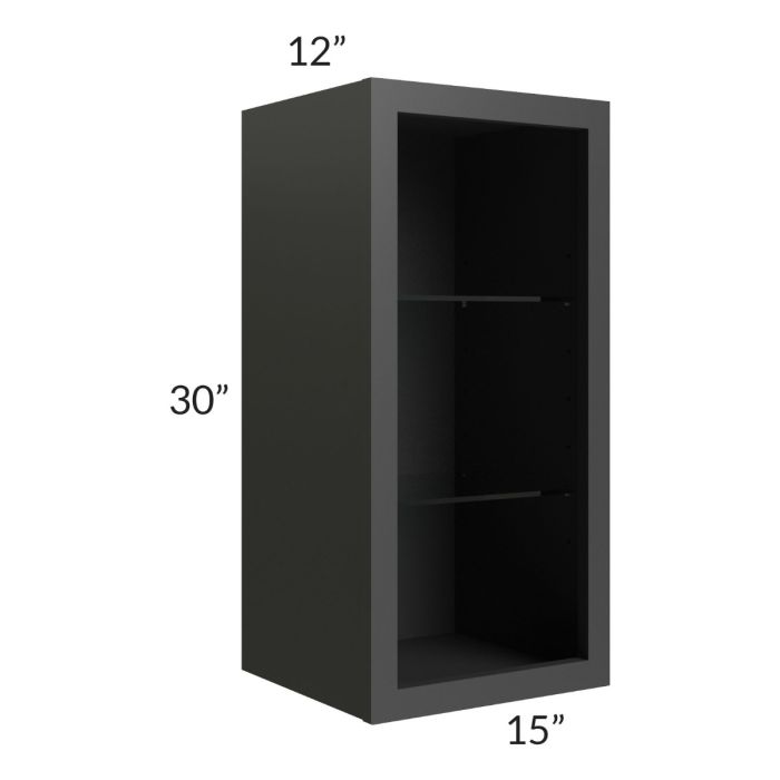 Midtown Black Shaker 15x30 Wall Cabinet (No Door) To Be Used With A Glass Door