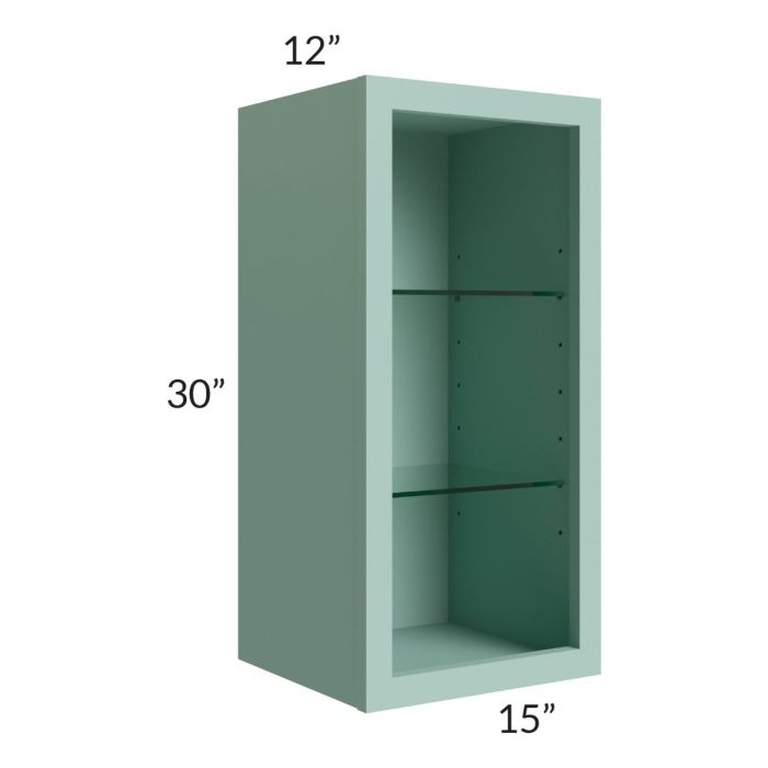 Midtown Sage Green Shaker 15x30 Wall Cabinet (No Door) To Be Used With A Glass Door