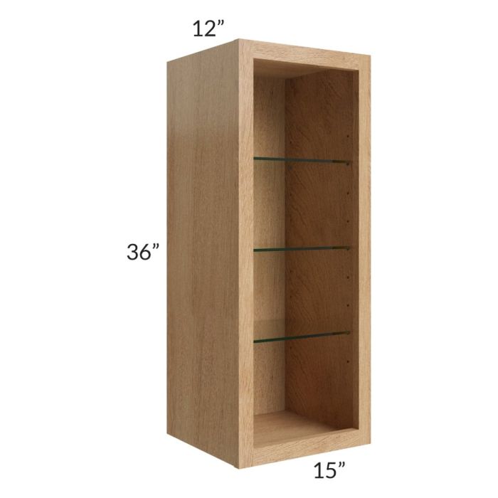 Tuscan Timber 15x36 Wall Cabinet (No Door) To Be Used With A Glass Door