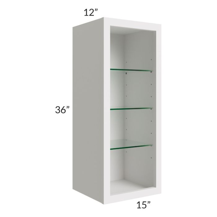 Midtown Cloud Shaker 15x36 Wall Cabinet (No Door) To Be Used With A Glass Door