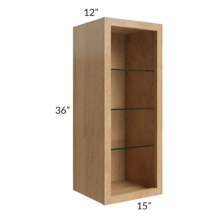 Midtown Timber Shaker 15x36 Wall Cabinet (No Door) To Be Used With A Glass Door