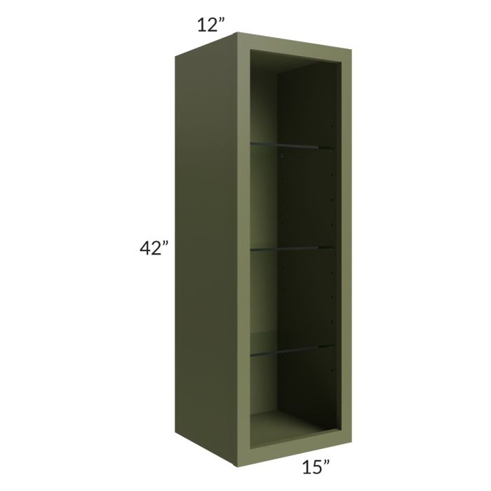 Midtown Hunter Green Shaker 15x42 Wall Cabinet (No Door) To Be Used With A Glass Door
