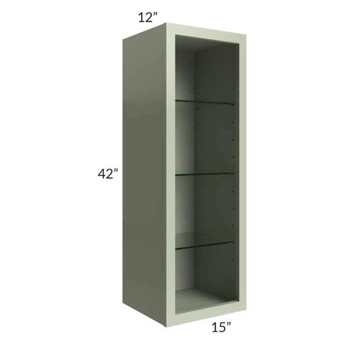 Midtown Pistachio Green Shaker 15x42 Wall Cabinet (No Door) To Be Used With A Glass Door