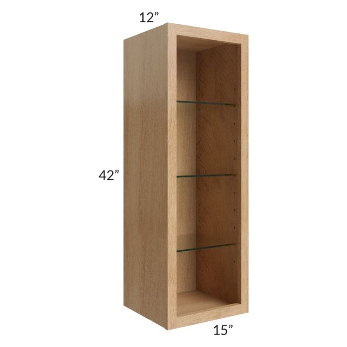 Midtown Timber Shaker 15x42 Wall Cabinet (No Door) To Be Used With A Glass Door