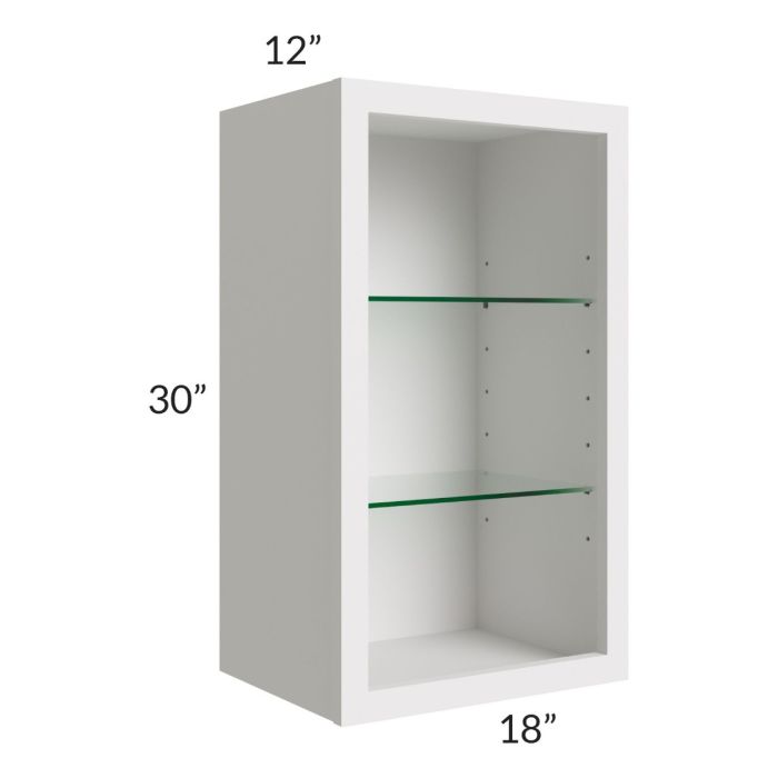 Midtown Cloud Shaker 18x30 Wall Cabinet (No Door) To Be Used With A Glass Door