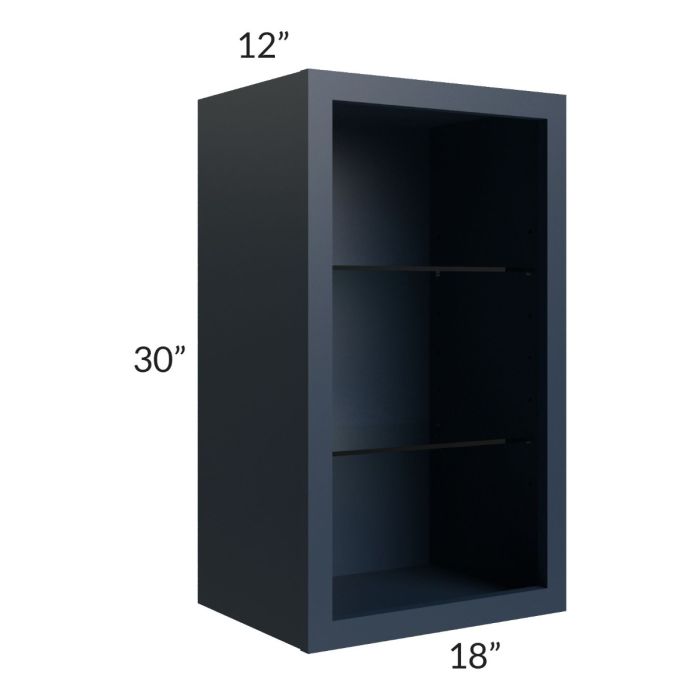 Midtown Blue Shaker 18x30 Wall Cabinet (No Door) To Be Used With A Glass Door