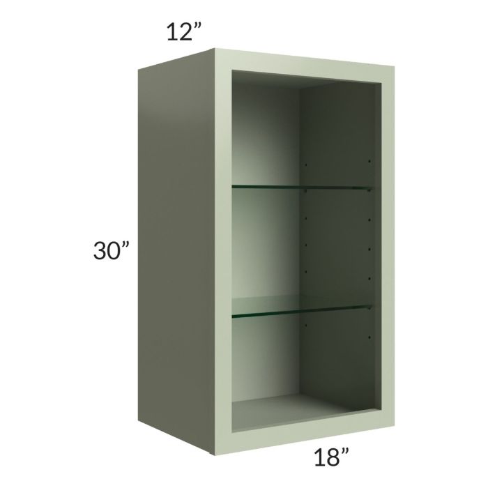 Midtown Pistachio Green Shaker 18x30 Wall Cabinet (No Door) To Be Used With A Glass Door