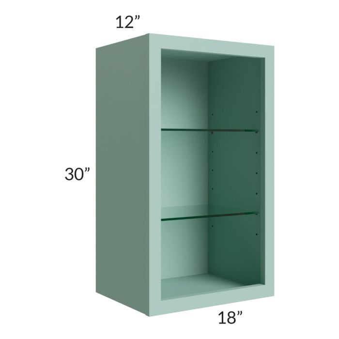 Midtown Sage Green Shaker 18x30 Wall Cabinet (No Door) To Be Used With A Glass Door