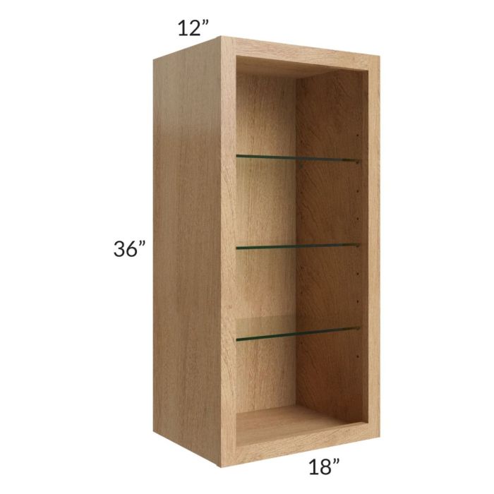 Midtown Timber Shaker 18x36 Wall Cabinet (No Door) To Be Used With A Glass Door