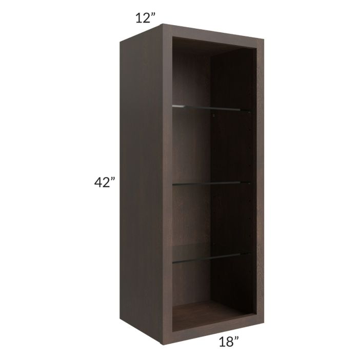 Tuscan Kona Brown 18x42 Wall Cabinet (No Door) To Be Used With A Glass Door