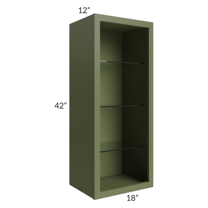 Midtown Hunter Green Shaker 18x42 Wall Cabinet (No Door) To Be Used With A Glass Door