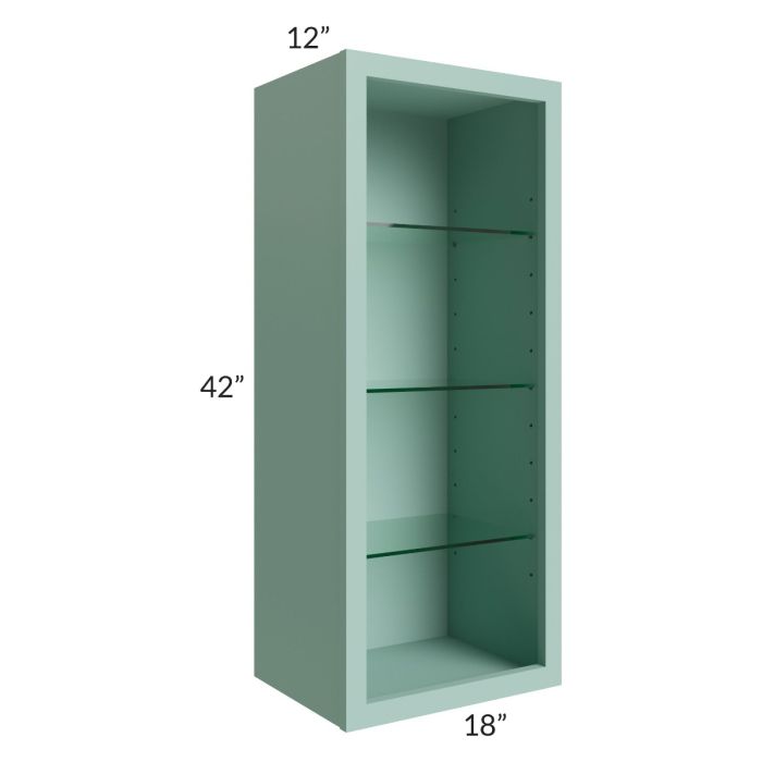 Midtown Sage Green Shaker 18x42 Wall Cabinet (No Door) To Be Used With A Glass Door