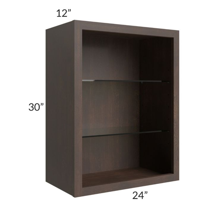 Tuscan Kona Brown 24x30 Wall Cabinet (No Doors) To Be Used With Glass Doors
