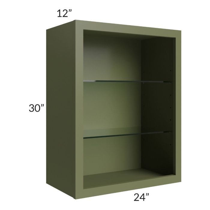 Midtown Hunter Green Shaker 24x30 Wall Cabinet (No Doors) To Be Used With Glass Doors