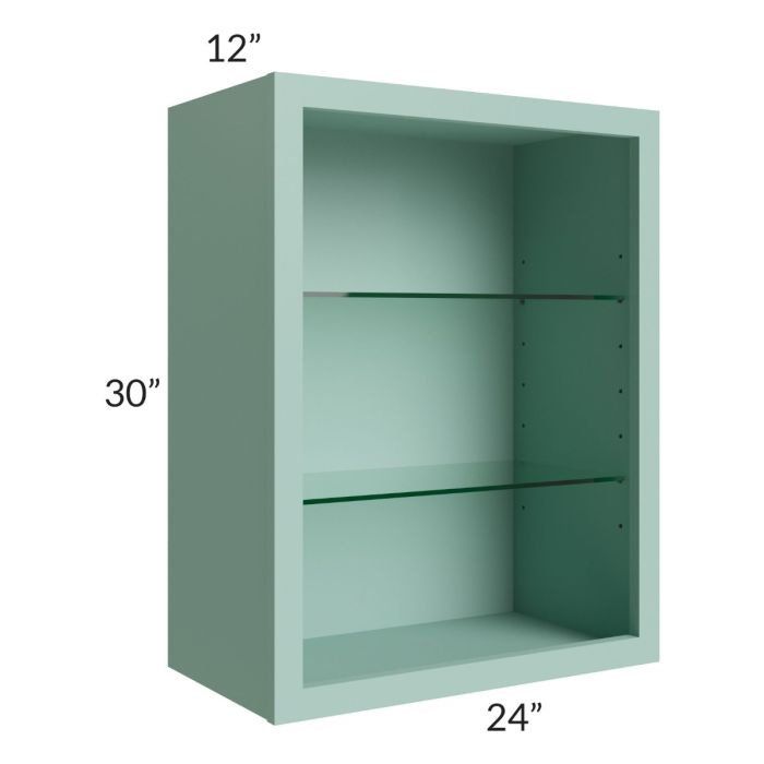 Midtown Sage Green Shaker 24x30 Wall Cabinet (No Doors) To Be Used With Glass Doors