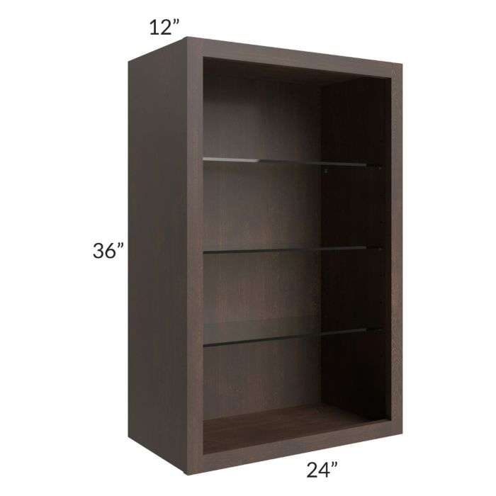 Tuscan Kona Brown 24x36 Wall Cabinet (No Doors) To Be Used With Glass Doors