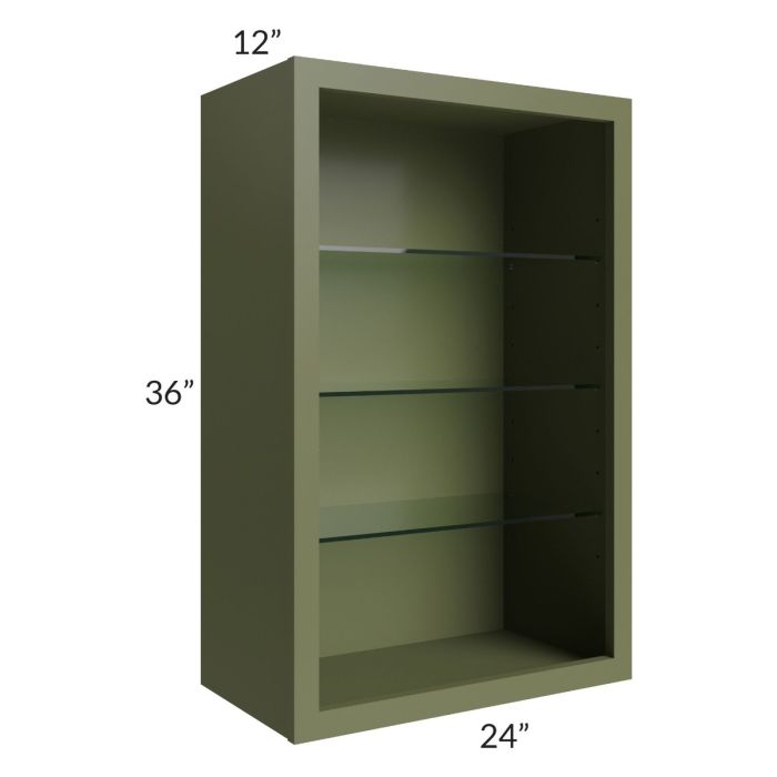 Midtown Hunter Green Shaker 24x36 Wall Cabinet (No Doors) To Be Used With Glass Doors