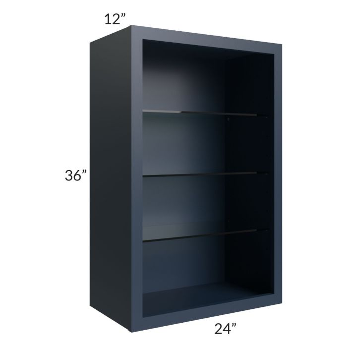 Midtown Blue Shaker 24x36 Wall Cabinet (No Doors) To Be Used With Glass Doors