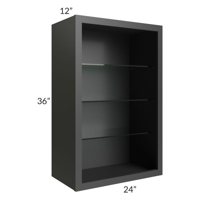 Midtown Black Shaker 24x36 Wall Cabinet (No Doors) To Be Used With Glass Doors