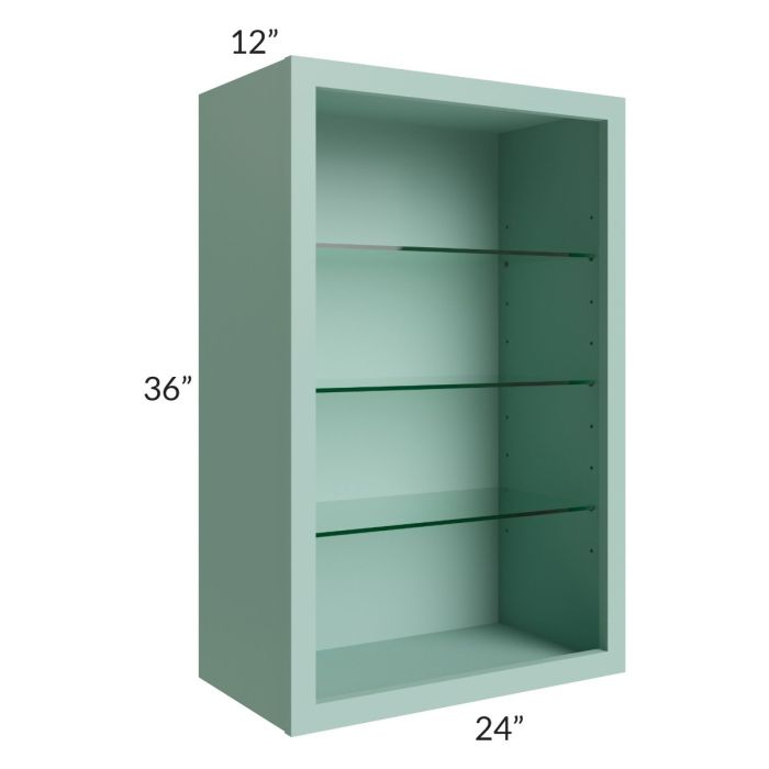 Midtown Sage Green Shaker 24x36 Wall Cabinet (No Doors) To Be Used With Glass Doors