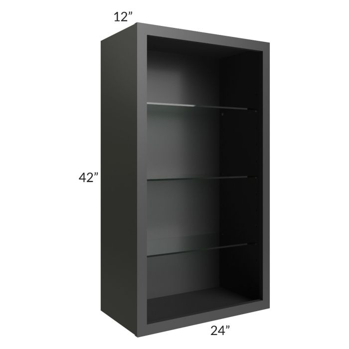 Midtown Black Shaker 24x42 Wall Cabinet (No Doors) To Be Used With Glass Doors