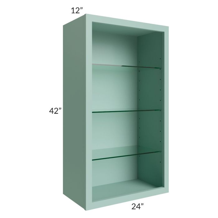 Midtown Sage Green Shaker 24x42 Wall Cabinet (No Doors) To Be Used With Glass Doors